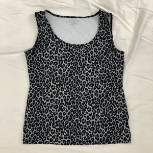 Stretchy Animal Print Tank 90s Silver Black Size S